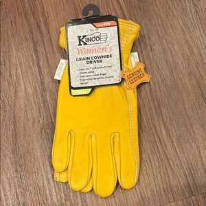 Kinco Women's Yellow Grain Cowhide Driver Gloves